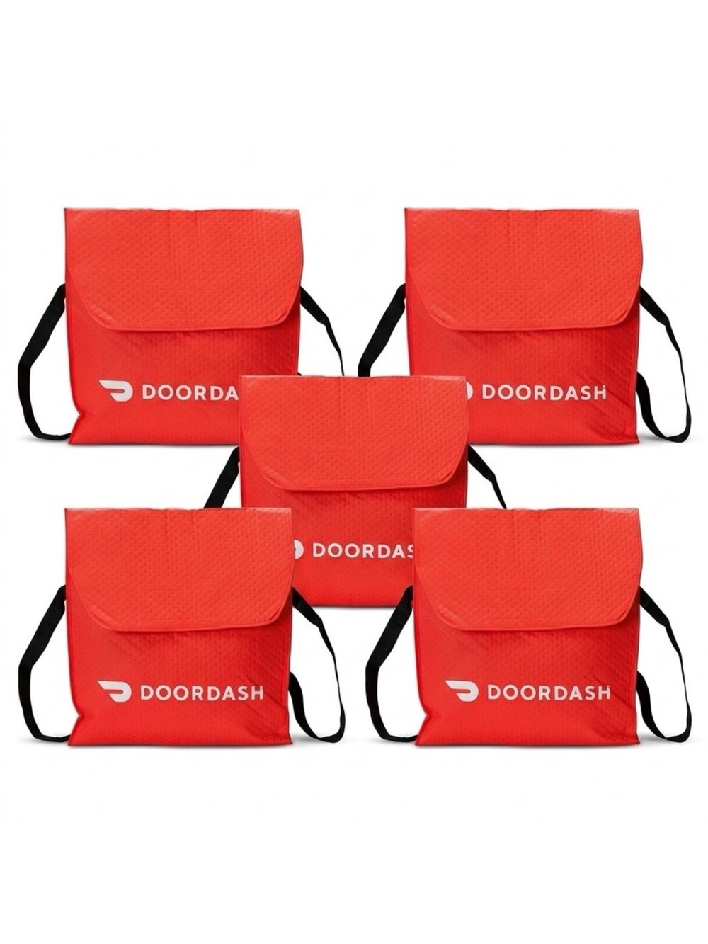 Lot of 5 DoorDash Insulated Food Delivery Driver Bags Hot Pizza Bag Door Dash